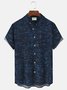 Royaura® Vintage Medieval Geometric Blue Men's Shirts Breathable Comfort Pocket Camp Shirts Big Tall