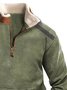 Royaura Men's Basic Quarter-Zip Stand Collar Sweatshirt