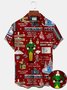 Royaura Christmas Cartoon Fun Print Men's Button Pocket Short Sleeve Shirt