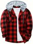 RoyauraPlaid Pattern Men's Long Sleeve Hooded Shirt Jacket With Chest Pocket, Men's Casual Fall Winter Outwear