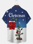 Royaura Christmas Holiday Blue Men's Shirts Cartoon Art Christmas Tree Lights Stretch Pocket Hawaiian Shirts Big Tall