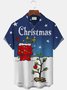 Royaura Christmas Holiday Blue Men's Shirts Cartoon Art Christmas Tree Lights Stretch Pocket Hawaiian Shirts Big Tall