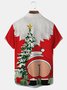 Royaura Christmas Holiday Red Men's Shirts Santa Vintage 50's Cartoon Fun Pocket Camp Color Blocking Shirts