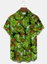 Royaura St. Patrick's Green Men's Hawaiian Shirts Big Foot Easy Care Aloha Camp Pocket Shirts Plus Size