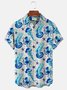 Royaura Hawaiian Sea Life Jellyfish Print Men's Button Pocket Shirt