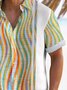 Royaura Vintage Abstract Geometric Khaki Men's Bowling Shirt Stretch Aloha Camp Pocket Shirts Big Tall