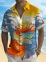 Royaura Hawaiian Wave Koi Ukiyoe Print Men's Button Pocket Shirt