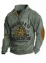 Royaura Vintage Christmas Holiday Men's Quarter Button Stand Collar Sweatshirts Stretch Camp Outdoor Pullover Tops Big Tall