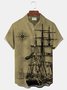 Royaura® Vintage Mid-Century Khaki Men's Camp Shirts Nautical Sailing Breathable Easy Care Shirts