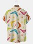 Royaura® Vintage Mid-Century Geometric Khaki Men's Shirt Stretch Pocket Camp Shirt Big Tall