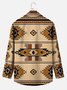 Royaura® Retro Western Ethnic Print Men's Button Pocket Long Sleeve Shirt