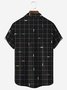 Royaura Vintage Casual Black Men's Plaid Shirt Stretch Easy Care Pocket Camp Shirt Big Tall