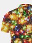 Royaura Christmas New Year Lantern Print Men's Button-Up Polo Shirt