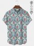 Royaura® Cotton Linen Holiday Beach Blue Men's Hawaiian Shirts Ocean Lobster Art Breathable Comfort Pocket Camp Shirts Big Tall