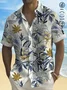 Royaura® Beach Holiday Khaki Men's Hawaiian Shirt Vintage Floral Pocket Camp Shirt Big Tall