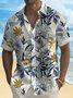 Royaura® Beach Holiday Khaki Men's Hawaiian Shirt Vintage Floral Pocket Camp Shirt Big Tall