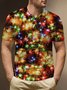 Royaura Christmas New Year Lantern Print Men's Button-Up Polo Shirt