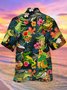 Royaura Hawaiian Tropical Floral Crocodile Print Men's Button Pocket Shirt