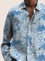 Royaura® Beach Holiday Light Blue Men's Hawaiian Shirt Floral Art Pocket Camp Shirt Big Tall