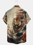 Royaura Vintage Ukiyoe Tiger Print Men's Button Pocket Shirt