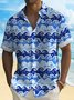 Royaura® Vintage Japanese Wave Blue Men's Art Shirt Ukiyoe Stretch Quick-drying Button Hawaiian Shirts
