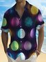 Royaura® Holiday Easter Egg Men's Casual Shirt Stretch Cartoon Art Pocket Camp Shirts Big Tall