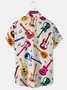 Royaura® 50's Vintage Electric Guitar Art Men's Shirt Quick-Drying Easy Care Pocket Camp Shirt Big Tall