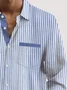 Royaura® Basic Stripe Contrast Print Men's Button Pocket Long Sleeve Lapel Hawaiian Shirt