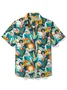 Royaura® Artistic Tropical Flower Men's Hawaiian Shirt Cartoon White Bear Quick Drying Easy Care Pocket Shirt Big Tall