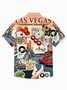 Royaura® Las Vegas Gambling Poster Car Print Men's Button Pocket Short Sleeve Hawaiian Shirt