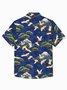 Royaura® Japanese Oriental Blue Men's Hawaiian Shirt Stretch Breathable Comfortable Pocket Camp Shirt Big Tall