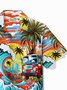 Royaura® Hawaii Coconut Surf Print Men's Button Pocket Short Sleeve Shirt