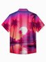Royaura® Hawaiian Coconut Tree Car Print Men's Button Pocket Short Sleeve Lapel Hawaiian Shirt