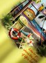Royaura® Beach Holiday Yellow Men's Hawaiian Shirt Parrot Cartoon Stretch Plus Size Aloha Camp Pocket Shirt