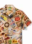 Royaura® Vintage Route 66 Western Denim Print Men's Button Pocket Short Sleeve Shirt