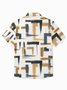 Royaura® Basic Geometry Textured Print Men's Button-Pocket Shirt