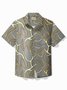 Royaura® Vintage Botanical Gold Leaf Print Men's Button Pocket Short Sleeve Hawaiian Shirt