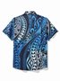 Royaura® Cool Ice Men's Hawaiian Shirts Island Tapa Geometric Art Sweat-wicking Breathable Wrinkle Free Pocket Shirts