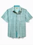 Royaura® Beach Holiday Green Men's Casual Shirt Textured Pocket Camp Shirt Big Tall