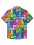 Royaura® Cartoon Line Cat Beach Men's Hawaiian Oversized Pocket Shirt