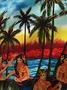 Royaura® Hawaiian Coconut Tree Music Guitar Party Hula Print Men's Button Pocket Short Sleeve Shirt