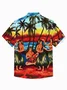 Royaura® Hawaiian Coconut Tree Music Guitar Party Hula Print Men's Button Pocket Short Sleeve Shirt