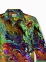 Royaura® Retro Texture Gradient Art Contrast Print Men's Button Pocket Long Sleeve Shirt