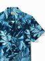 Royaura® Hawaiian Plant Leaf Print Men's Button Pocket Short Sleeve Shirt