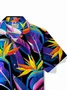 Royaura® Hawaiian Botanical Floral Print Men's Button Pocket Short Sleeve Shirt