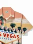 Royaura® Las Vegas Coconut Tree Car Print Men's Button Pocket Short Sleeve Hawaiian Shirt