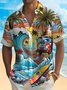 Royaura® Hawaii Coconut Surf Print Men's Button Pocket Short Sleeve Shirt