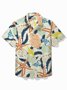 Royaura® Sea Life Khaki Men's Hawaiian Shirt Stretch Aloha Camp Pocket Shirt Big Tall