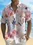 Royaura® Sea Life Pink Men's Hawaiian Shirt Stretch Aloha Camp Pocket Shirt Big Tall