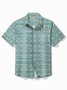 Royaura® Vintage Abstract Geometric Print Men's Plaid Shirt Easy Care Pocket Camp Shirt